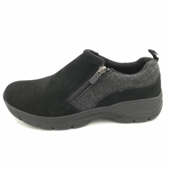 Lands' End Womens All Weather Comfort Shoes Black Leather Side Zip Moc Toe 8.5B - Picture 1 of 6